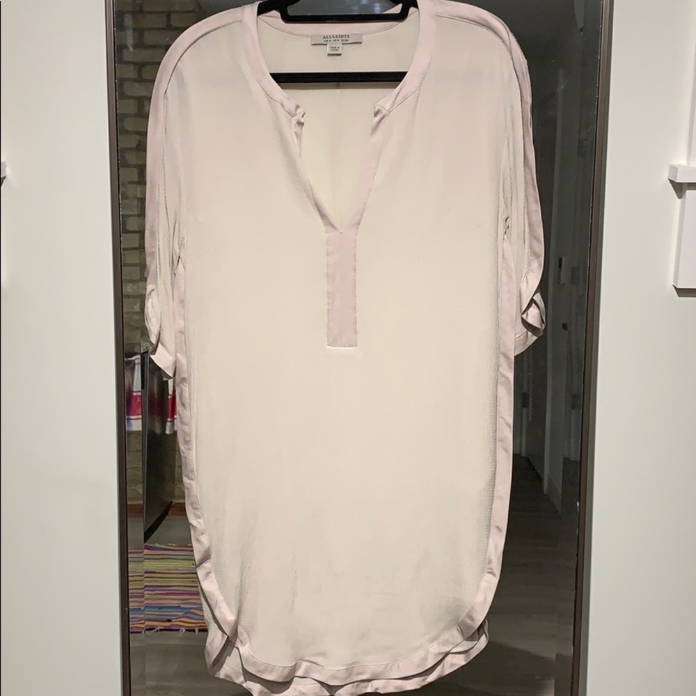 All Saints V Neck Mid Length Sleeve Tee Shirt Dress